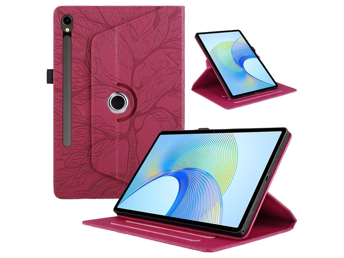 Capa Para Tablet Lurelia, Para Samsung Galaxy Tab S9/s9fe/s7fe/s8/12.4 Árvore Da Vida Giratória, Vermelho, Proteção Antiquedas