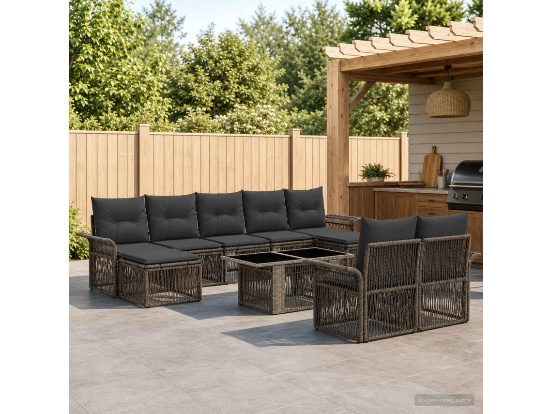 Vidaxl Conjunto De Sofá De Jardim 10 Unid. Cinza E Cinza Escuro