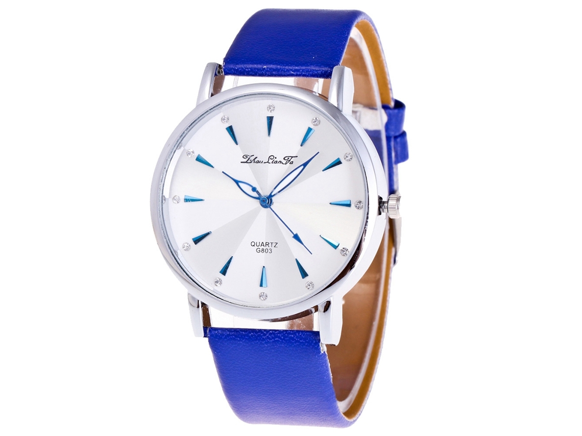 Reloj De Pulsera Analógico Unisex De Cuero Pu Con Cristal De Quartzo (azul) Zhoulianfa
