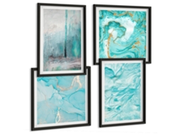 Composição De Quadros Motivos Vegetais Modernos Espelharte (4 Peças)