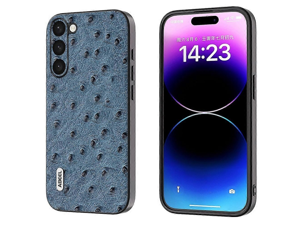 Capa Para Celular Abeel Em Couro Com Textura De Avestruz Para Samsung Galaxy S23+ 5g
