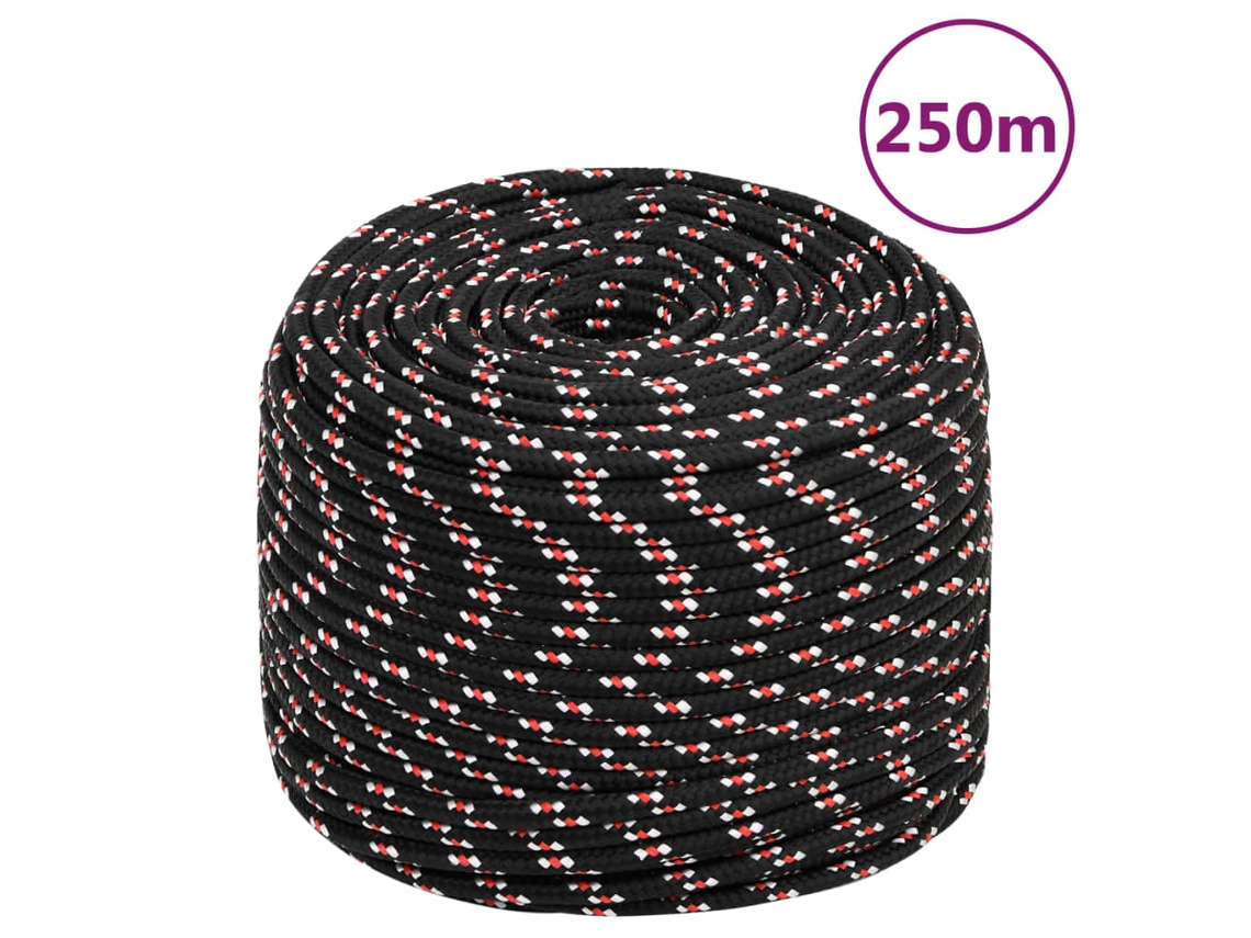 Vidaxl Corda De Barco 8 Mm 250 M Polipropileno Preto