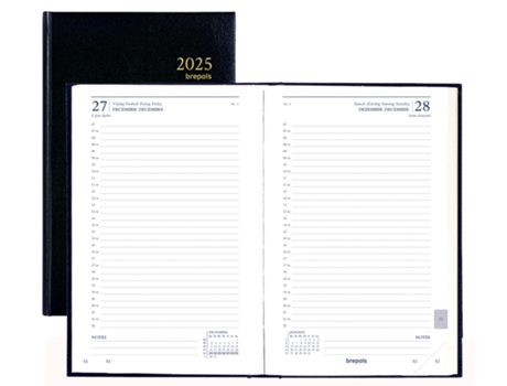 Calendário Diário BREPOLS Saturnus Basic 2025 Preto