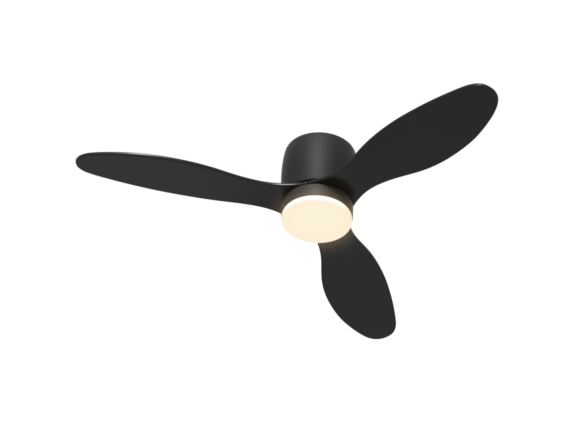 Ventilador de Teto com Luz e Controle Remoto, 3 Cores de Luz, 6 Velocidades, Brilho Ajustável, Preto ZENCORE SERVICES