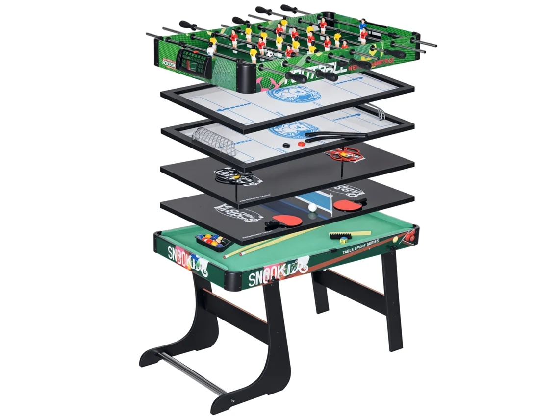 Mesa Dobrável Multi Jogo 6 em 1 Multifuncional Futebol Mesa Bilhar Hóquei Tênis Mesa Argolas Hóquei Gelo Adultos Crianças Escola 118x104x71cm Ge