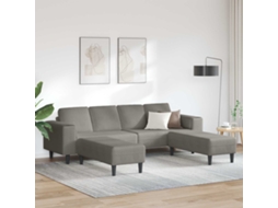 Vidaxl Sofá Cinzento-claro 250 X 188 X 76 Cm Tecido De Veludo Cotele