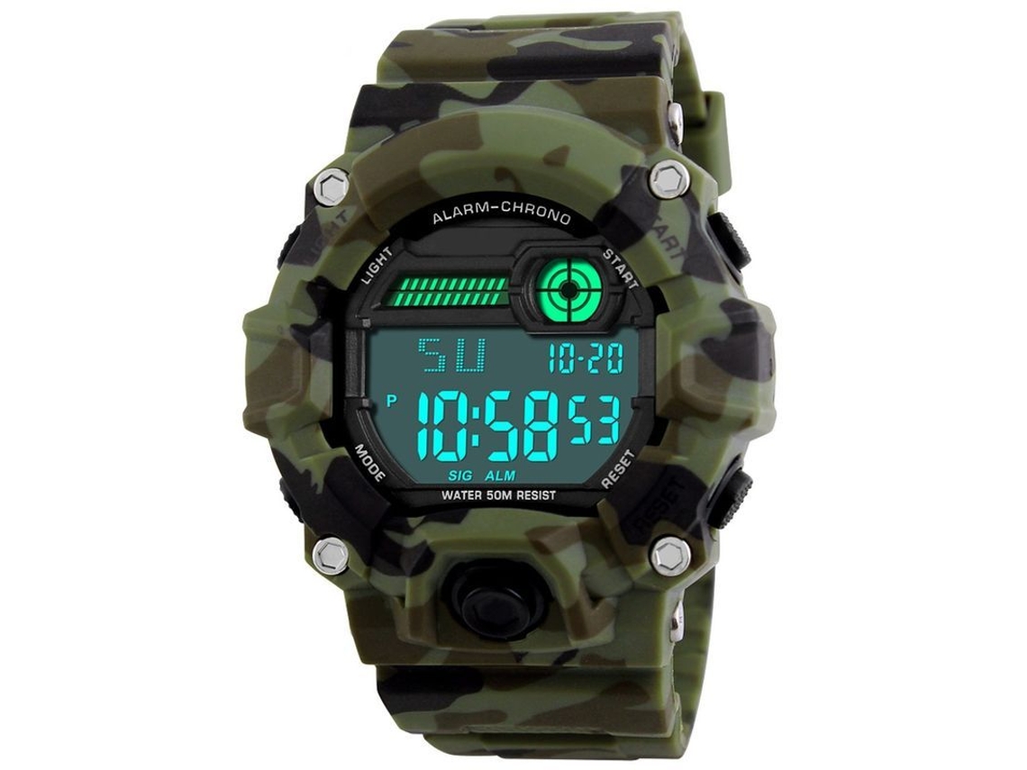 Reloj Digital Para Niños, Deportivo Militar Para Niños, Com Alarme/temporizador/resistente A Choques, 5 Cintas