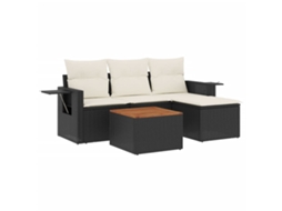 Maison Exclusive - 5 Pcs Conjunto Sofás De Jardim Com Almofadões Vime Pe Preto