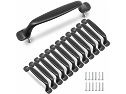 Conjunto de 10 puxadores pretos para armários de cozinha, 96 mm, liga de alumínio com parafusos X001