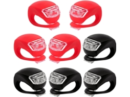 Luz De Bicicleta De Silicona De 8 Piezas Con 3 Funciones Led, Roja/negra