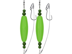 Kit de Pesca com 2 Anzóis, Bóias e Linha Eagle Farpa, Líder Aço Macio Conjunto Pinos (cor: Verde 3 Pol.)