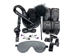 Conjunto De Brinquedos Sexuais Para Casais: Algemas, Parche Ocular, Vibrador E Plug Metálico