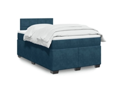 Vidaxl Cama Boxspring Com Colchão 120x190 Cm Veludo Azul-escuro