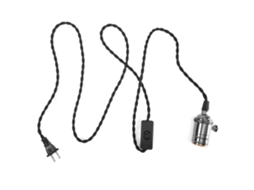 Suporte para lâmpada E27 E26 com cabo e tela de ferro, kit de iluminação pendente com interruptor | S/MARCA