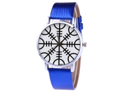 Relógio feminino analógico de quartzo com pulseira de PU, ideal para presente de amor (azul)