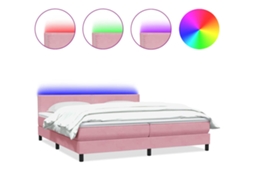 Cama Box Spring com Colchão e Led Rosa Veludo MAISON EXCLUSIVE (180x210 cm)