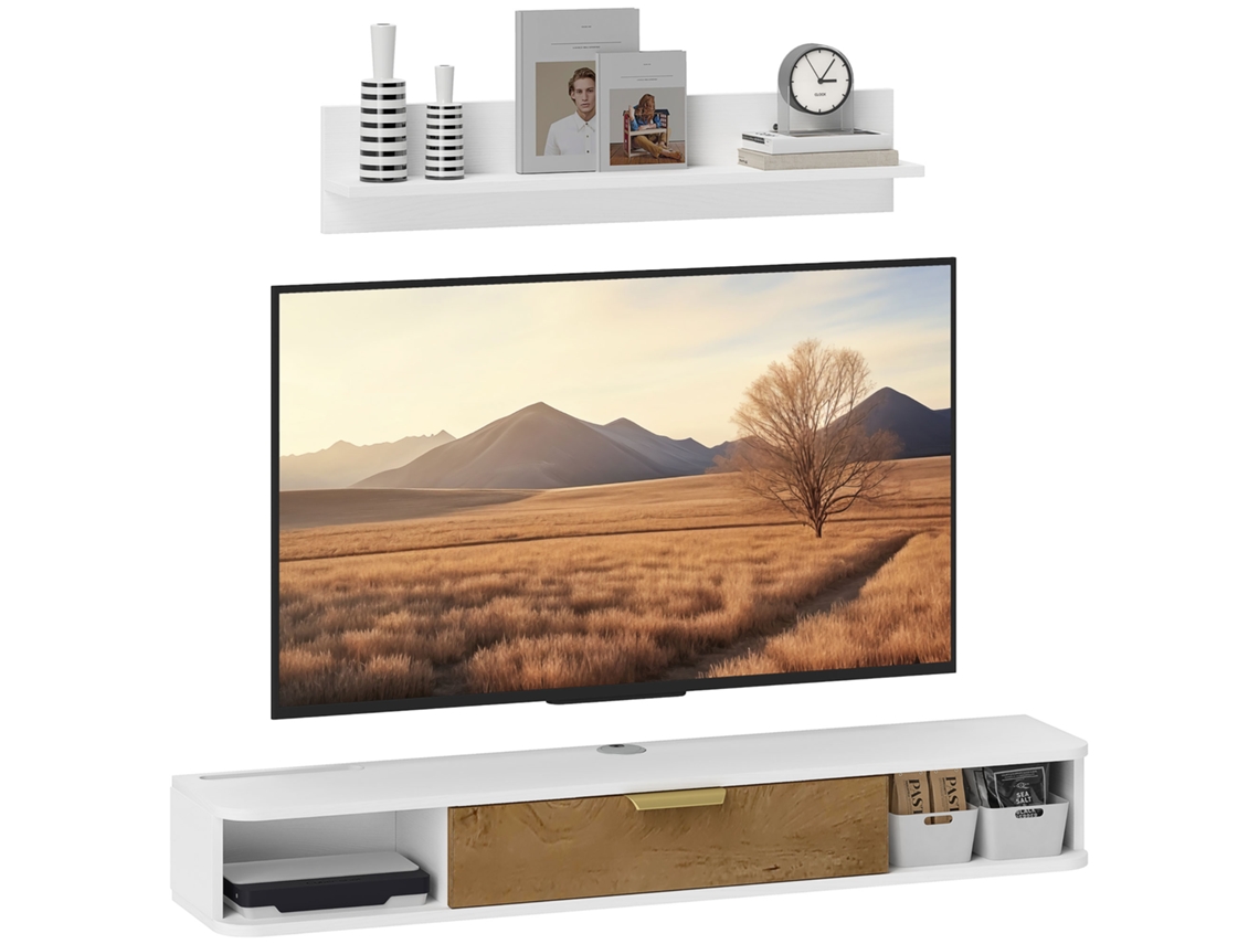 Móvel de Tv Mdf Cor Branco 120x24x16 cm Homcom