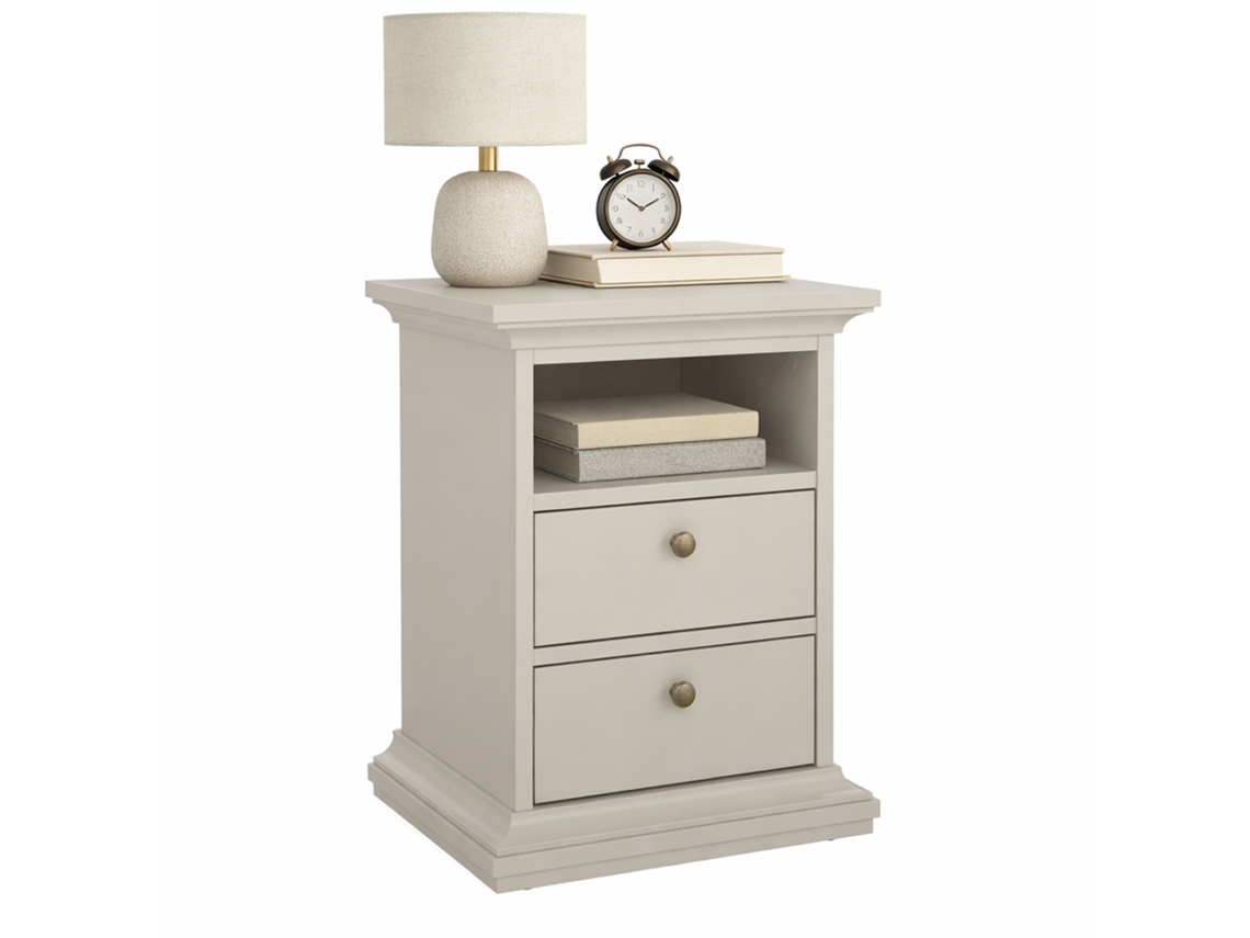 Mesa de cabeceira Cabriel Cashmere com duas gavetas WELLHOME