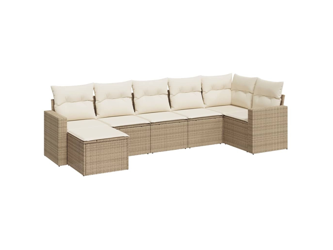 Maison Exclusive - 7 Pcs Conjunto De Sofás P/ Jardim Com Almofadões Vime Pe Bege