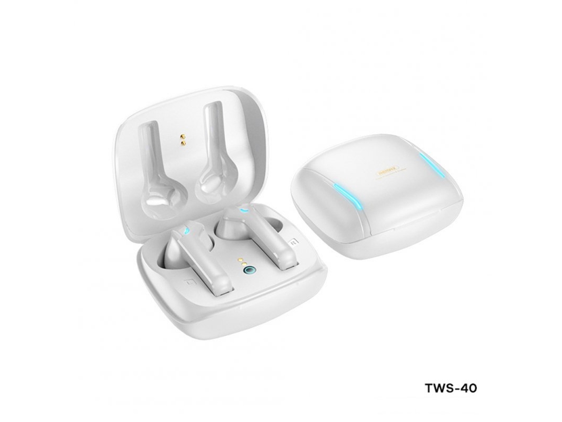 Auriculares Bluetooth True Wireless Remax -40 para Jogos 5.0 Estéreo Efeito Sonoro Música Branco