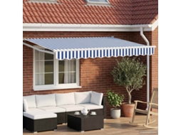 Vidaxl Toldo Retrátil Manual Com Leds Azul E Branco 3 X 2,5 M