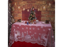 Manta de mesa retangular de Natal Nova Line 160x230cm, com padrões de renas e nevoeiras, poliéster