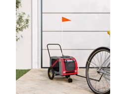Vidaxl Reboque Bicicleta P/ Animais Tecido Oxford/ferro Vermelho/preto