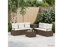 Vidaxl Conjunto De Sofás 8 Unid. Marrom E Branco Creme