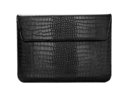 Capa Para Laptop De 14 Polegadas, Em Couro Pu Com Estampa De Pele De Crocodilo, Preta.