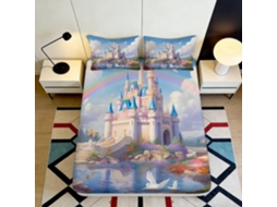 Conjunto de cama com estampa Castelo e microfibra Fronha 200x25cm