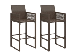 Bancos de Bar para Jardim 2 Pcs Vime Pe Castanho MAISON EXCLUSIVE