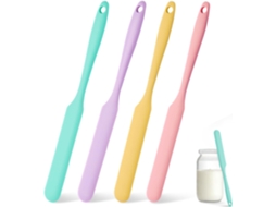 Conjunto 4 Espátulas Silicone – Espátula Massa Fermentada – Raspador – Para Doces E Bolos – 24 Cm – Rosa/roxo/amarelo/verde