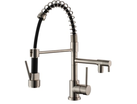 Misturadora de lava-loiça chef com saída dupla aço inox escovado OASIS