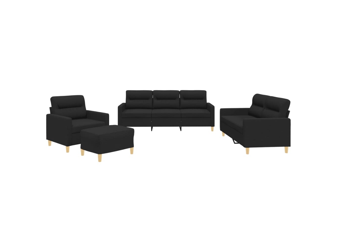 Sofa Set, Sofa Sets Vidaxl Preto Tecido (n/a)