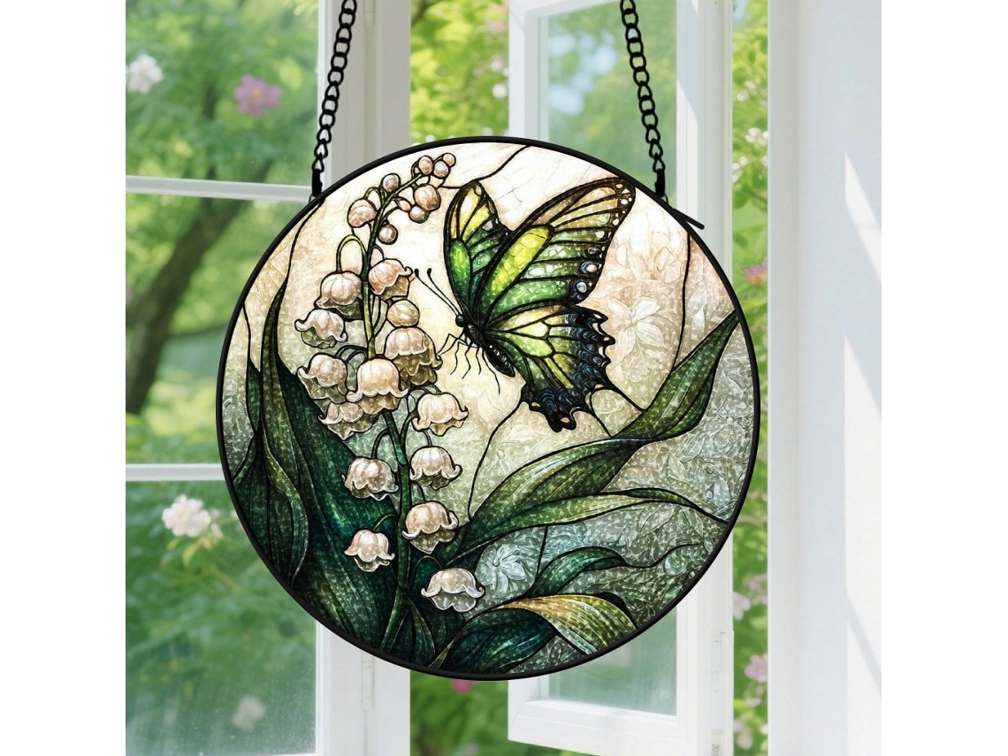 Enfeite de Janela Lírio, Do, Vale, Ornamento Decorativo para Pendurar na Janela, Ideal para Esposa, Noivado Ou Inauguração de Casa, 30 Cm BRILVIBERA