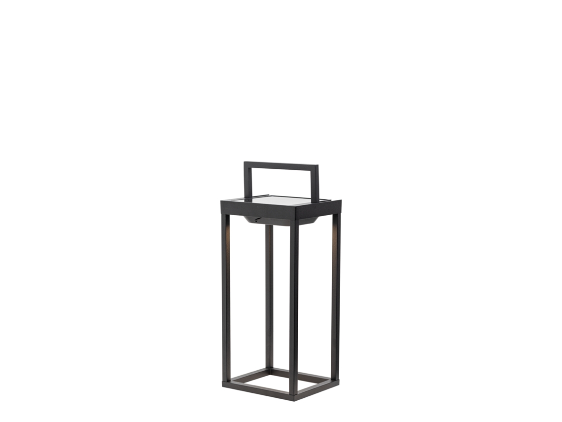 Lanterna Solar 2 Led, 37,3 Cm Luminária De Parede E Mesa De 2 W Com Bateria E Sensor Crepuscular Preto Zafferano