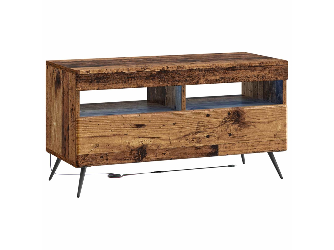 Vidaxl Gabinete De Tv Led Madeira Antiga Derivados De Madeira