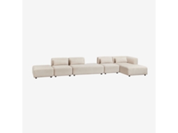 Sklum Sofá Modular Chaise Longue De Canto Direito De 4 Peças Com Divã E Puff Fogler Poliéster                       Bombazina Crema Linho