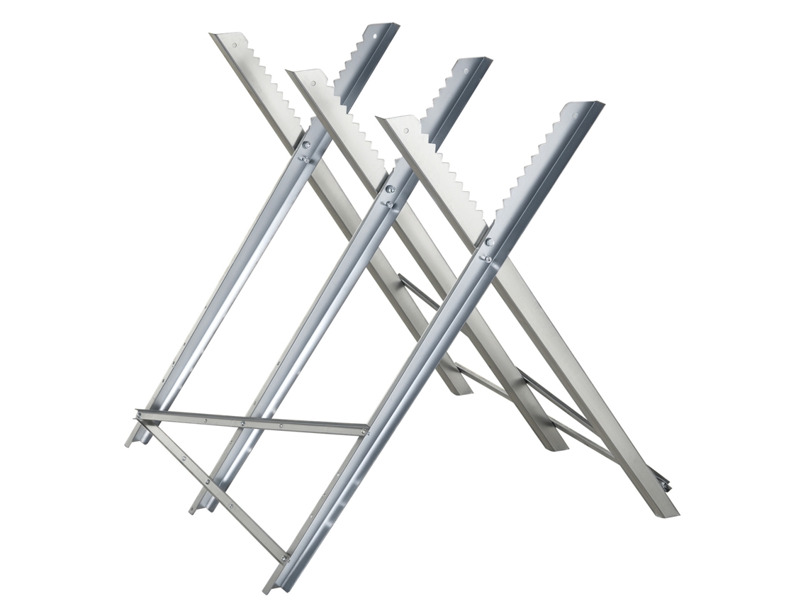 Folding Sawing Stand With Adjustable Height, Triangular Metal Frame, Firewood Holder, 83x83x79 Cm, Silver