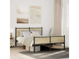 Vidaxl Estrutura De Cama Sem Colchão 150x200cm Metal Carvalho Sonoma