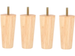 Conjunto De 4 Pés Madeira Maciça Para Móveis, Ideais Para Sofás, Armários E Mesas Modelo Cônico, Estilo Nórdico