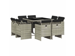 Conjunto de 9 Jantar para Jardim com Almofadões Cinzento Claro MAISON EXCLUSIVE