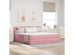 Vidaxl Cama Com Armazenamento Com Cabeceira Rosa 180 X 200 Cm Veludo