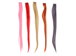 2026 5 Peças de Extensões de Cabelo Clip in Retas Coloridas para Cosplay, 55cm, Cabelo Sintético Resistente Ao Calor