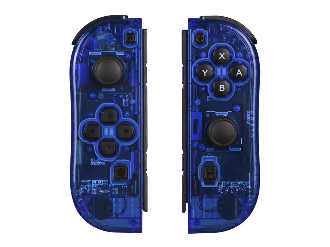 Controlador Switch, Controladores Esquerdo e Direito, Bluetooth JCK Azul Translúcido YUNZII (com um par de pulseiras)