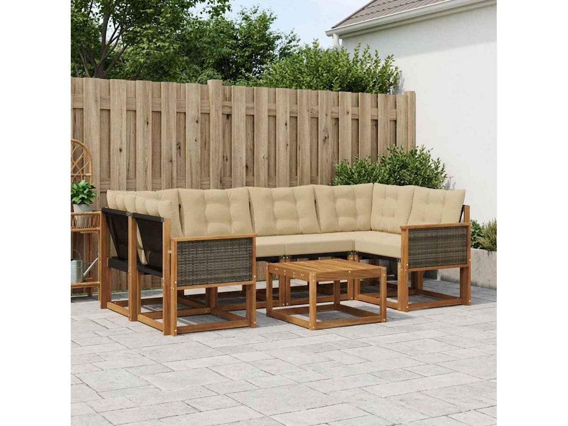 Vidaxl Conjunto De Sofás Para Exterior 7 Pcs Natural E Bege