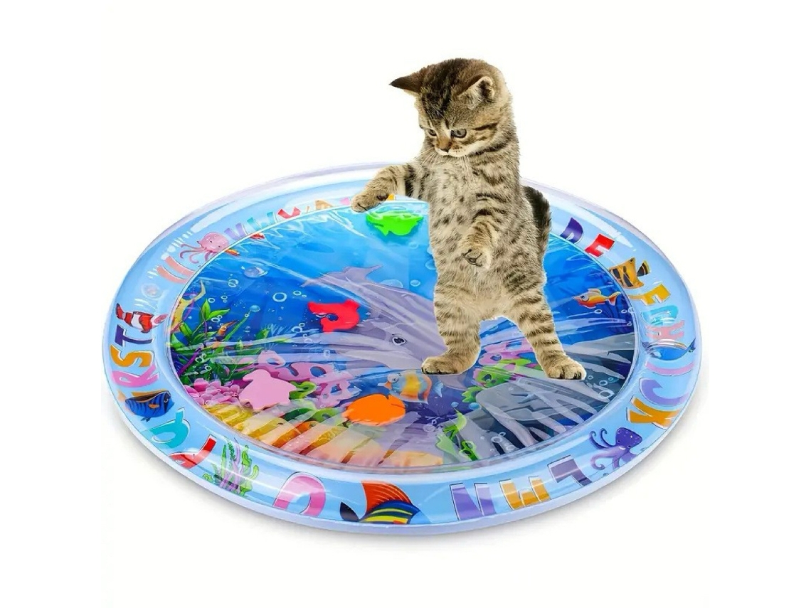 Tapete Sensorial De Água Redondo 65cm Tema Golfinho Com Letras Abc, Brinquedos Flutuantes Pvc Atóxico Para Bebês Tummy Time