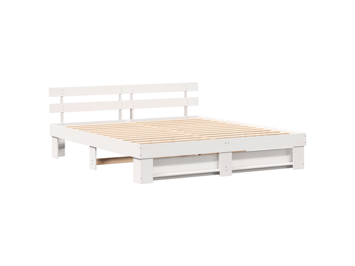Conjunto 1 Cama Moderna Vidaxl Branco Madeira De Pinho Maciça (180 X 200 Cm)