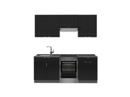 Cozinha Fame-line, 200cm, Pt Antracite, Preto Listrado/antracite, Antracite, Vicco