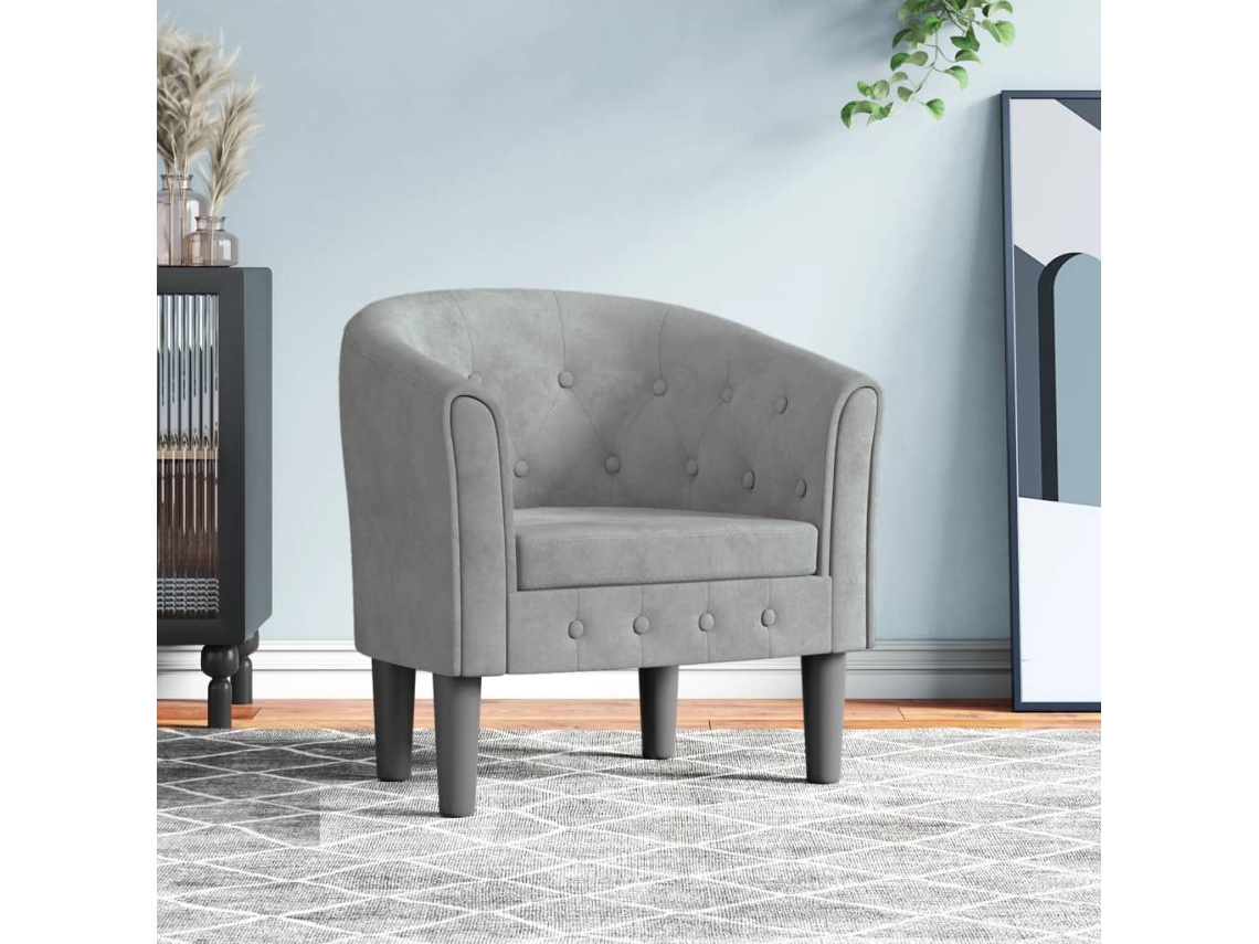 Vidaxl Poltrona Veludo Cinzento-claro